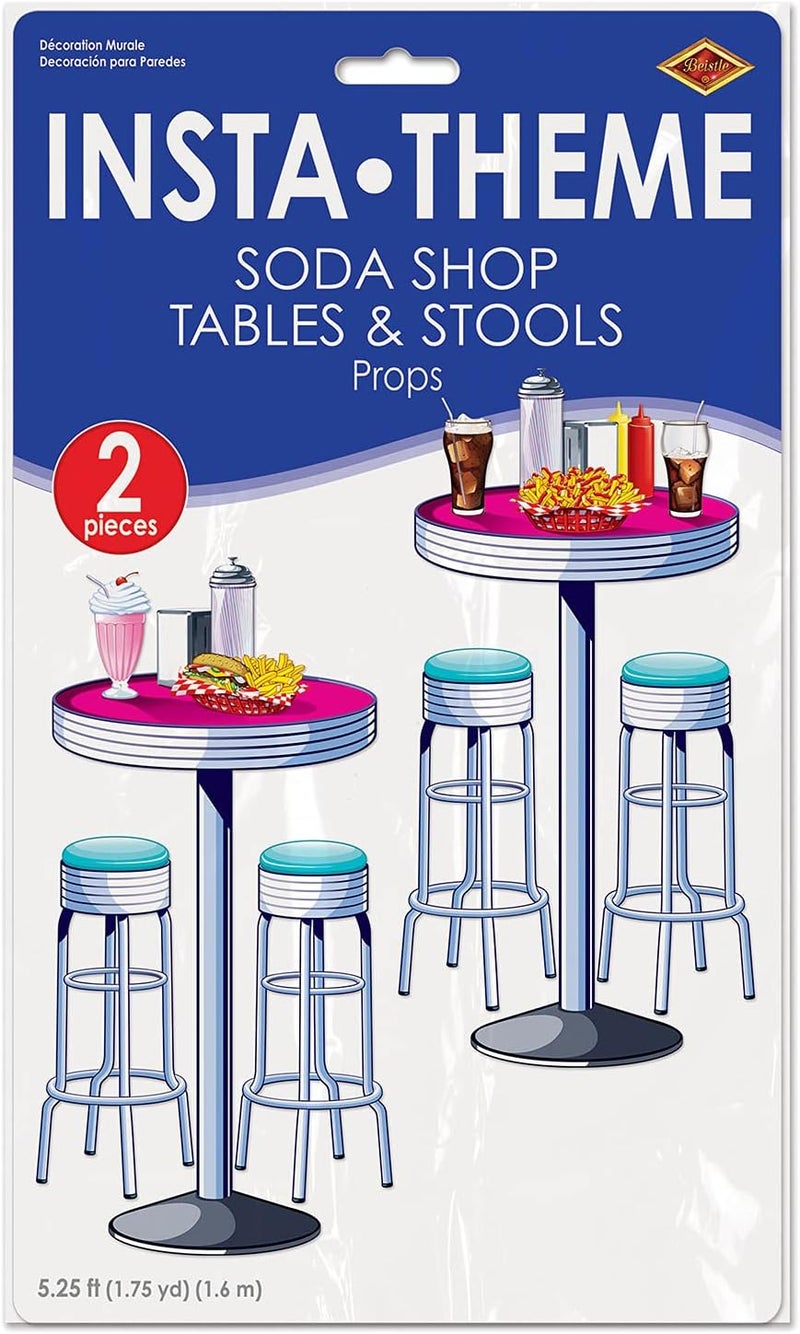 Beistle Soda Shop Tables  Stools Props Party Accessory 1 count 2Pkg - Image 3