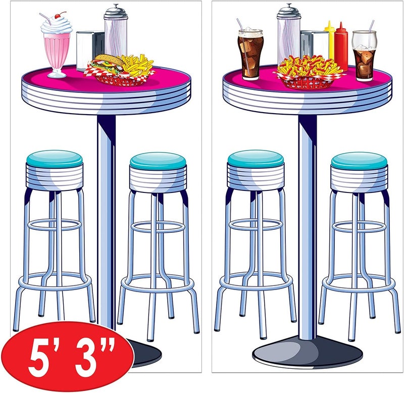 Beistle Soda Shop Tables  Stools Props Party Accessory 1 count 2Pkg - Image 2