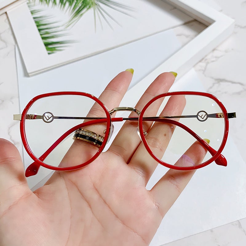Fashion Influencer Anti-Blue Light Glasses Frame for Women Trendy Personality Metal Frame Plain Glasses Natural Look Slimming Can Be Fitted with Prescription Lenses - Image 5