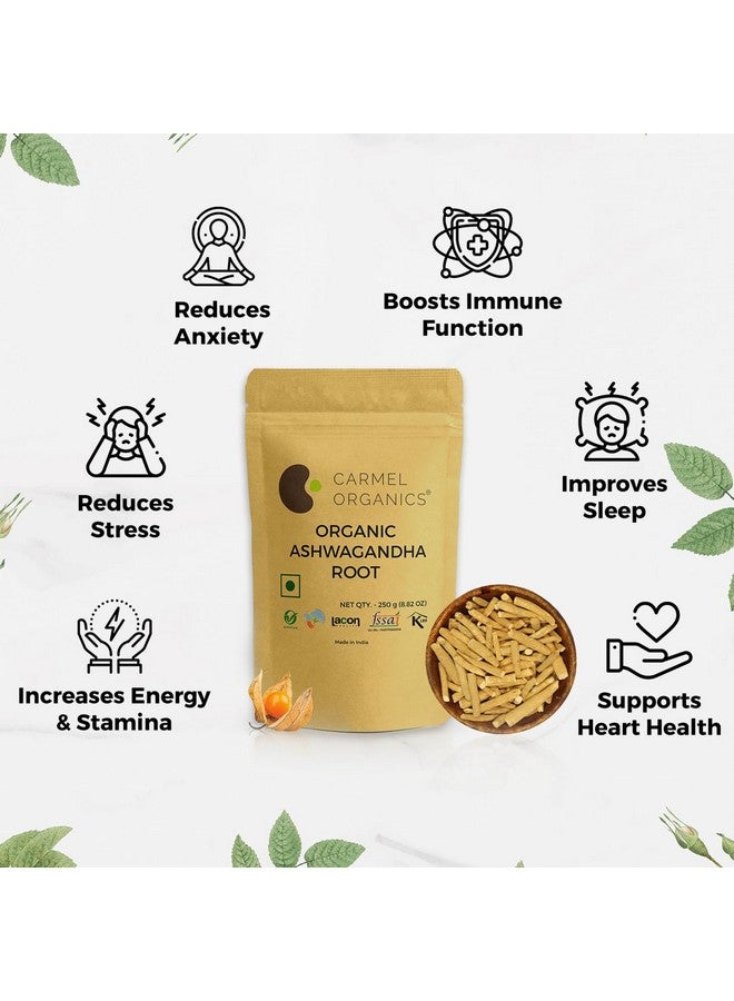 CARMEL ORGANICS CARMEL ORGANICS Ashwagandha Root Whole (250 g) | Jaivik Bharat Certified | Helps Fight Anxiety and Stress | Withania Somnifera | Non-GMO | No added Preservatives  - Image 4