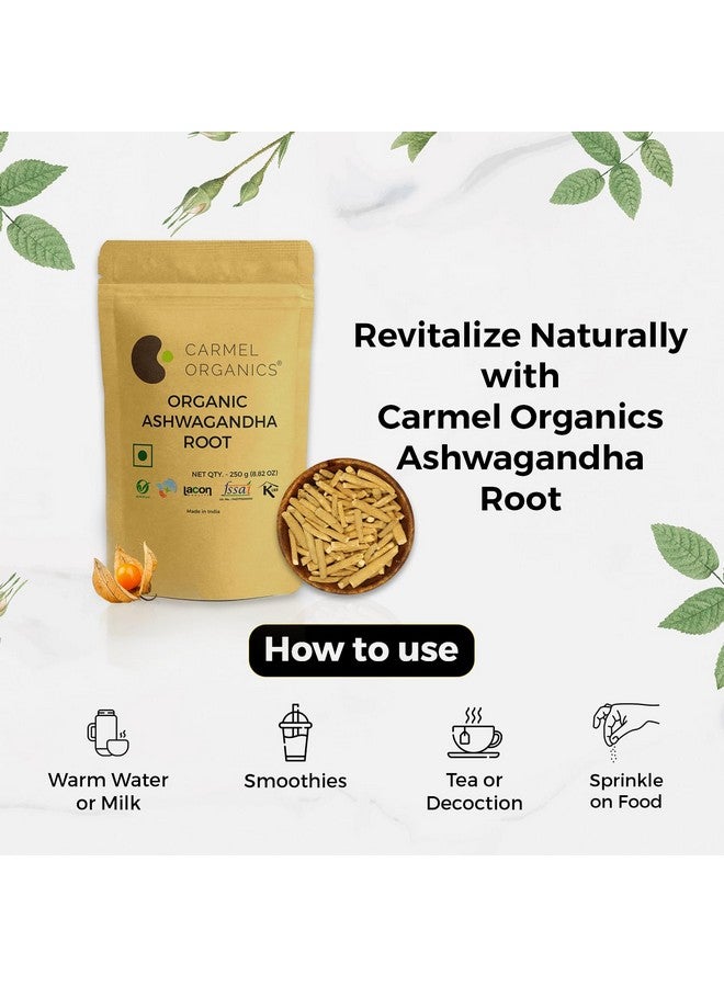 CARMEL ORGANICS CARMEL ORGANICS Ashwagandha Root Whole (250 g) | Jaivik Bharat Certified | Helps Fight Anxiety and Stress | Withania Somnifera | Non-GMO | No added Preservatives  - Image 5