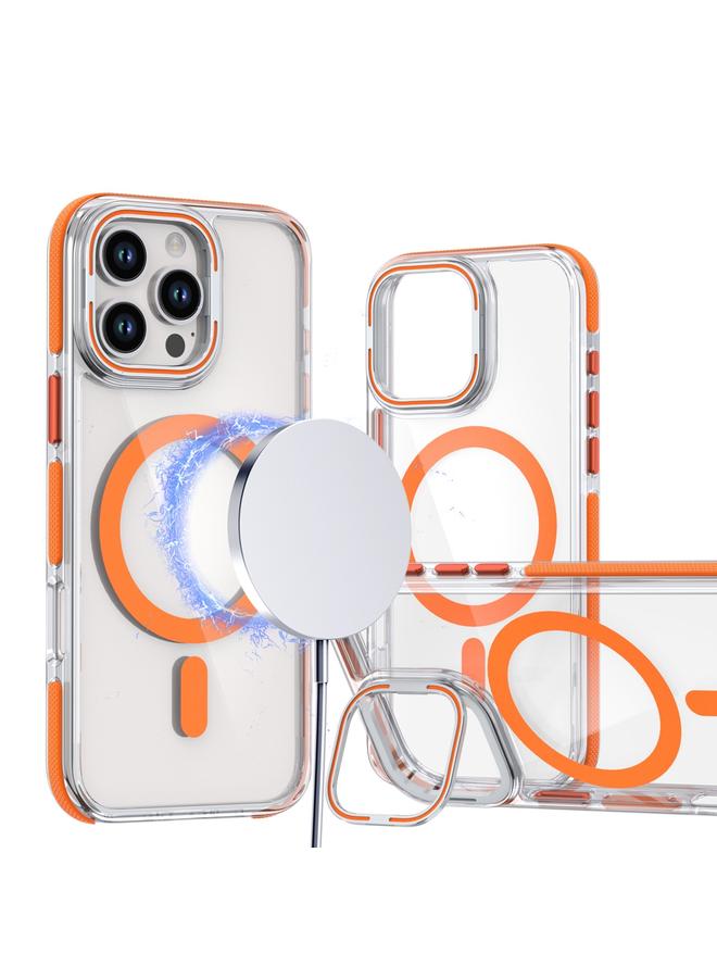 S-TOP Case For iPhone 16 Pro Max Dual-Color Clear Acrylic Hybrid TPU Lens Flip Holder MagSafe Phone Case - Image 1