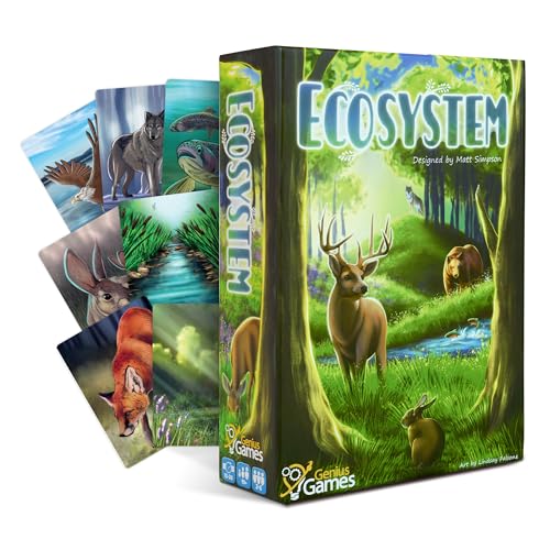 Genius Games Ecosystem - A Family Card Game about Building Habitats | Learn about Animals, Ecology & Biodiversity for Kids, Adults, Families or the classroom! Fun Board Games for Environmental Science Class - Image 1