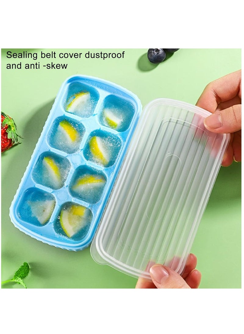Oasisgalore - Flexible Silicone Ice Cube Trays with Lid for Fridge, Small Ice Cube Trays with Cover - Image 1