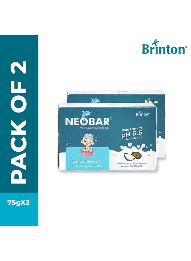 Brinton صابون نيوبار للأطفال للاستحمام مرطب تنظيف لطيف صديق للبشرة للعناية اليومية pH 5.5 75 جرام - Image 3