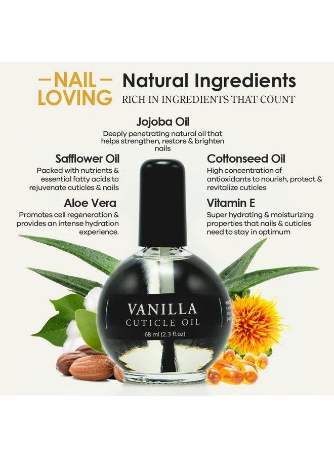 ELLIE CHASE - Moisturizing Cuticle & Nail Care Oil 2.3 Fl Oz Vanilla Scented Infused With Jojoba Oil Aloe Vitamin E Nail & Cuticle Hydration Repair Moisturizer Strengthener Growth - Image 1