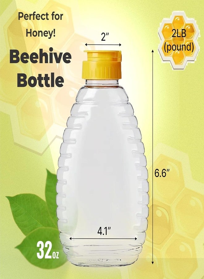 Skywin TidyFriend Honey Bottles 32 oz – 10 Pack Empty Honey Squeeze Bottle with Flip Lid & Seal, Clear Plastic Beehive Design, PET Containers - Image 2