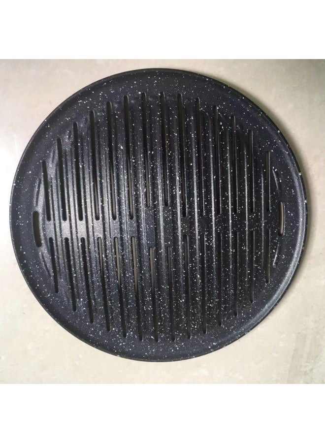 Korean-style Stainless Steel Barbecue Tray Maifan Stone Coated Non-stick Baking Tray Round Charcoal Grilled Barbecue Grill Grate For Commercial Use In Barbecue Shops-Specifications:330 Checkered Non-stick Plate - Image 4