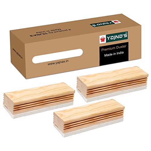 YAJNAS® Premium Non Magnetic Wooden White Board Duster | Black Board Wooden Duster Whiteboard Eraser for Erasing White Board Marker or Chalk Board Writing (Pack of 3) - Image 1