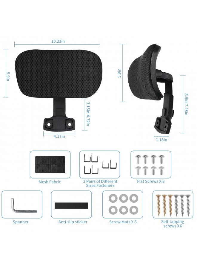 Ecosi Office Chair Headrest Attachment Universal, Head Support Cushion for Any Desk Chair, Elastic Sponge Head Pillow for Ergonomic Executive Chair, Adjustable Height & Angle Upholstered, Chair Not Included - Image 3