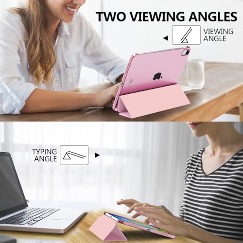 MoKo for iPad (A16) 11th Generation Case 11 Inch 2025, iPad 10th Generation Case 10.9 Inch 2022, Slim Stand Hard PC Translucent Back Shell Smart Cover, Support Touch ID, Auto Wake/Sleep, Flowers Pink - Image 5