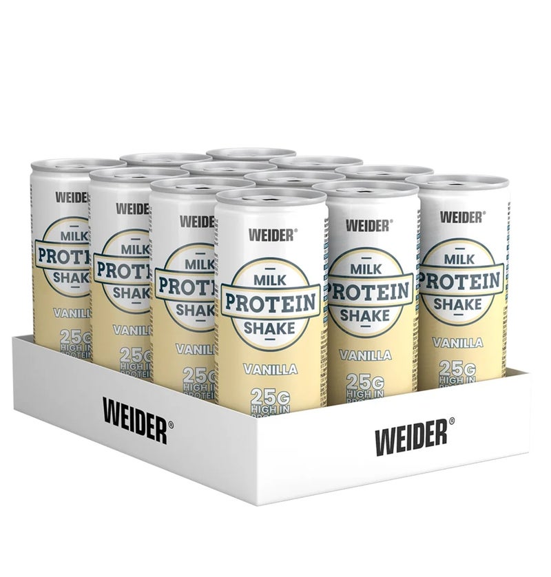 Weider Milk Protein Shake Vanilla 25g Protein | Ready to Drink High Protein Milk Shake | Made in Germany | Pack of 12 - Image 1