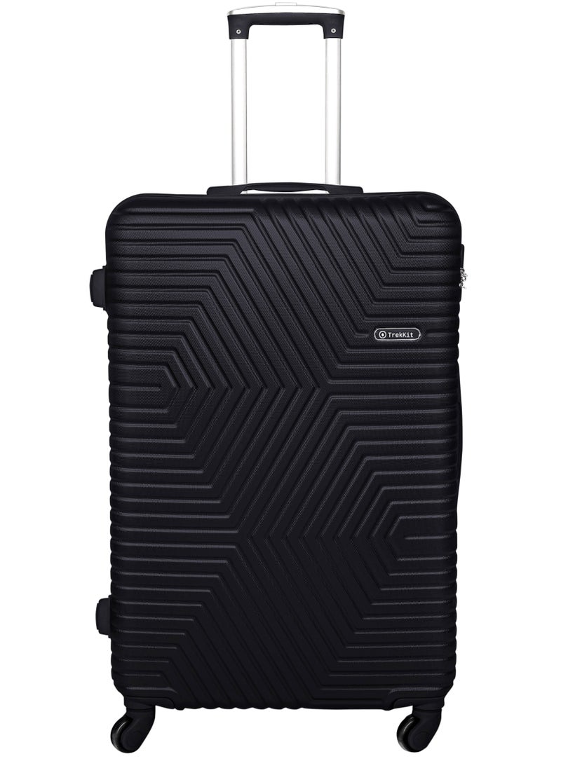 TRAVEL WAY - TrekKit Lightweight 24 inch Checked Suitcase Luggage for 20 kg - Hardshell Suitcase Spinner Luggage for Travel | ABS Luggage with 4 Spinner Wheels (Shine Black, 24 Inches (61 cm)) - Image 1