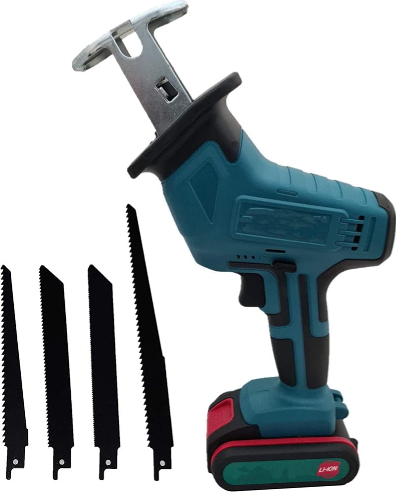 Hetkrishi Professional Cordless Reciprocating Saw/Saber Saw with 21V Lithium Double Battery For Metal and Wood Working (3 Original Saber Saw Blades For Wood and Metal), Battery Powered - Image 1