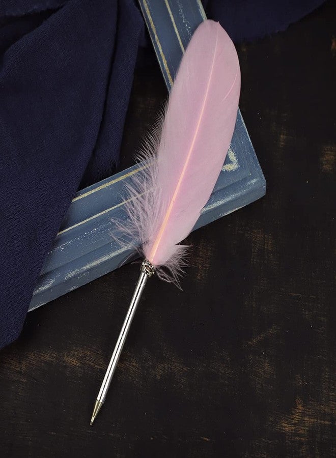 OPENDGO Natural Feather Quill Ballpoint Pen Black Ink Vintage Feather Quill Refined Plated Rod Quill Ballpoint Pen for Student School Writing,Wedding Signing Pen - Image 2