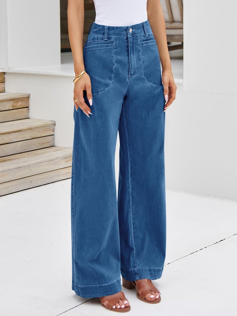 Cicy Bell Womens Wide Leg Jeans High Waisted Stretchy Baggy Loose Denim Casual Pants with Pockets - Image 4