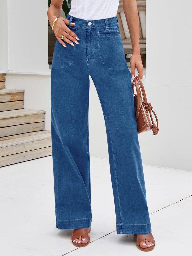 Cicy Bell Womens Wide Leg Jeans High Waisted Stretchy Baggy Loose Denim Casual Pants with Pockets - Image 2