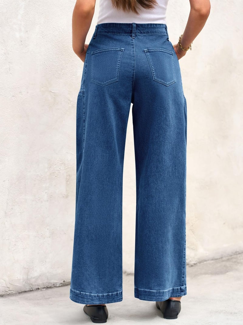 Cicy Bell Womens Wide Leg Jeans High Waisted Stretchy Baggy Loose Denim Casual Pants with Pockets - Image 3