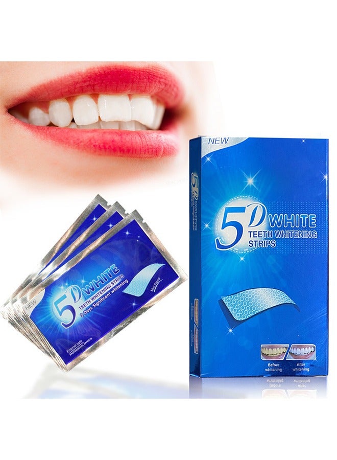 EELHOE 5D White Teeth Whitening Strips Oral Hygiene Care Strip for false Teeth Dental Bleaching System Gel （7 Sets） - Image 1