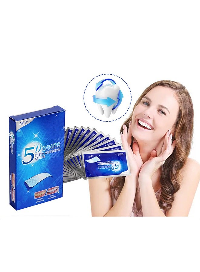 EELHOE 5D White Teeth Whitening Strips Oral Hygiene Care Strip for false Teeth Dental Bleaching System Gel （7 Sets） - Image 2