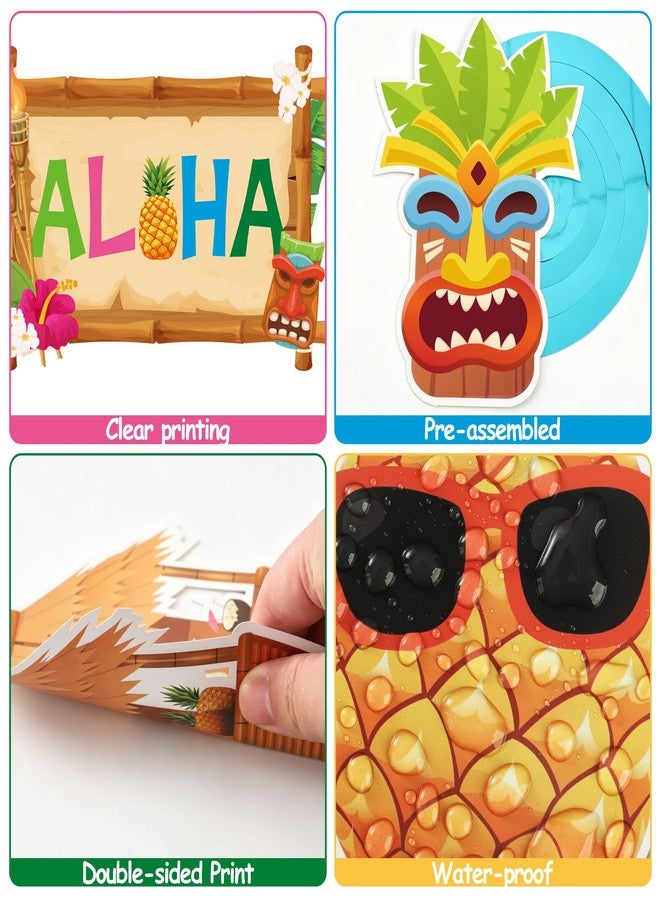 Maniaacer Hawaiian Luau Birthday Party Decorations Hawaiian Happy Birthday Banner with Honeycomb Balls Tropical Aloha Party Hanging Swirls Colorful Circle Dots Garland for Summer Beach Pool Luau Tiki Supplies - Image 3