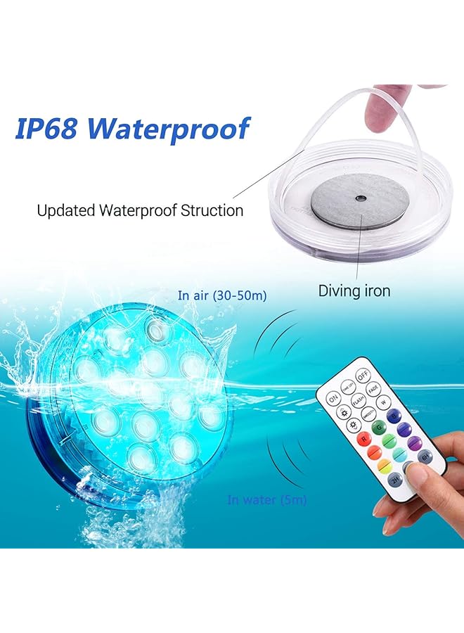erorex Zorara Submersible Led Lights With Remote Rf 164Ft Pool Lights For Above Ground Pools Waterproof 16 Rgb Color Changing Underwater Lights For Ponds With Magnets Suction Cups 4 Packs - Image 2