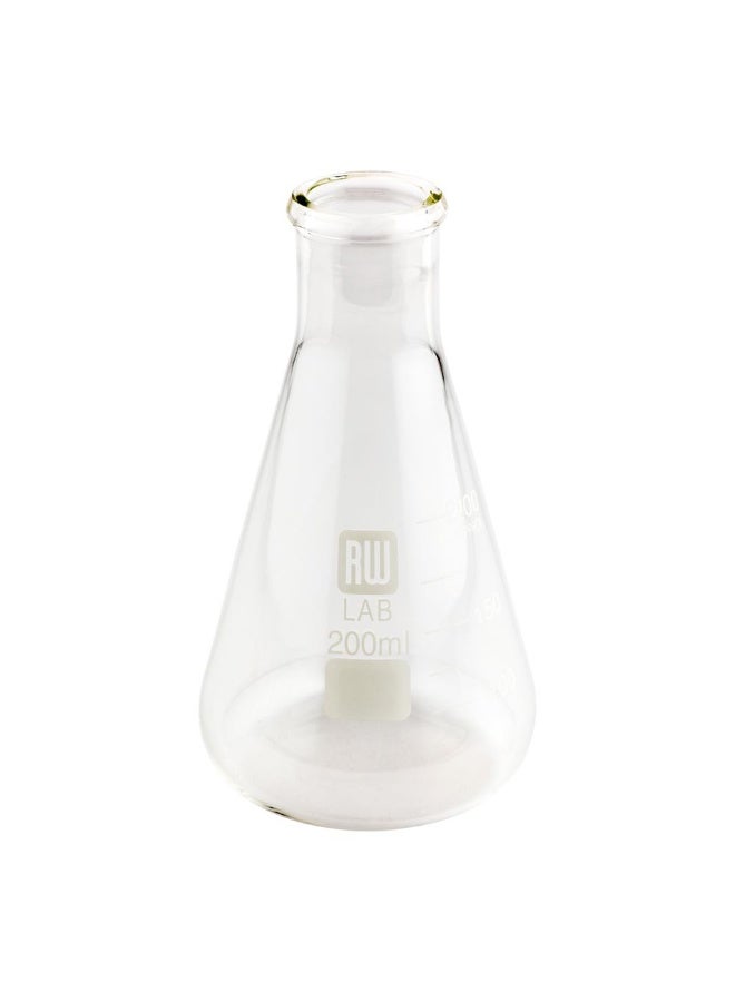 Restaurantware RW Lab 200 ML Glass Flask Bottles, 10 Dishwasher Safe Conical Flasks - Chemistry-Inspired, Scratch Resistant, Clear Glass Chemistry Flasks, For Cocktails, Appetizers, Desserts - Image 1
