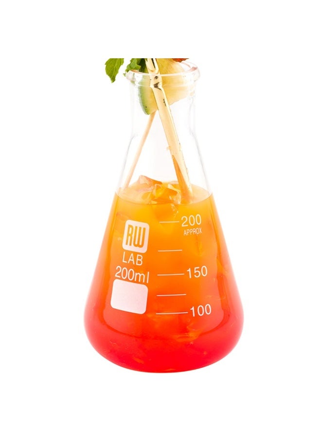 Restaurantware RW Lab 200 ML Glass Flask Bottles, 10 Dishwasher Safe Conical Flasks - Chemistry-Inspired, Scratch Resistant, Clear Glass Chemistry Flasks, For Cocktails, Appetizers, Desserts - Image 2