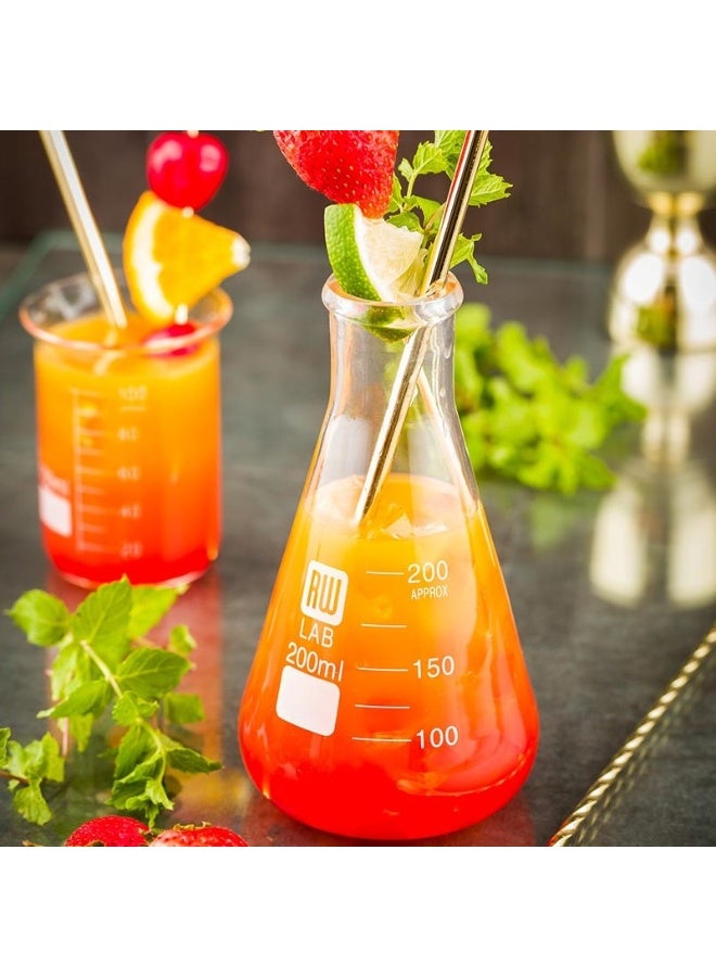 Restaurantware RW Lab 200 ML Glass Flask Bottles, 10 Dishwasher Safe Conical Flasks - Chemistry-Inspired, Scratch Resistant, Clear Glass Chemistry Flasks, For Cocktails, Appetizers, Desserts - Image 3
