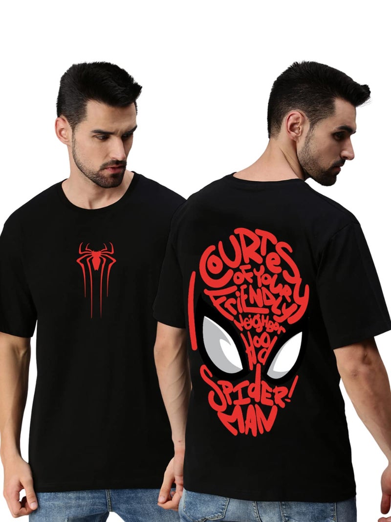Veirdo Cotton Men's Oversized Fit T-Shirt (OS_SM4013_BK_Black, XL - Image 4