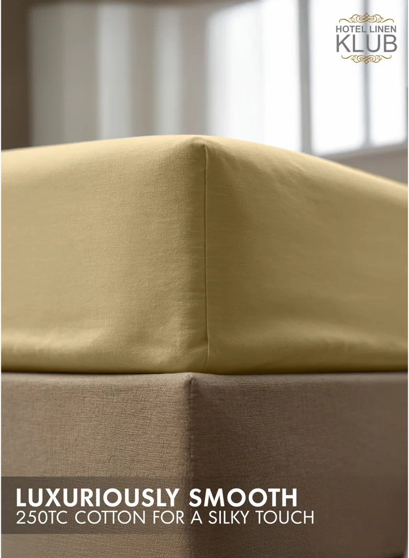 Hotel Linen Klub Hotel Linen Klub King Fitted Sheet - 1 Piece, 100% Cotton, 250 Thread Count for Ultimate Softness and Comfort, Cool and Breathable Fabric, Size: 200 x 200 cm, Deep Pocket Elasticized Edges, Bronze