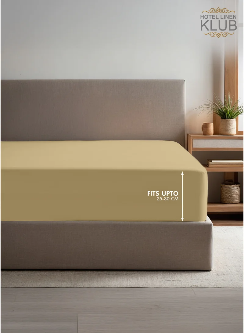 Hotel Linen Klub Hotel Linen Klub King Fitted Sheet - 1 Piece, 100% Cotton, 250 Thread Count for Ultimate Softness and Comfort, Cool and Breathable Fabric, Size: 200 x 200 cm, Deep Pocket Elasticized Edges, Bronze