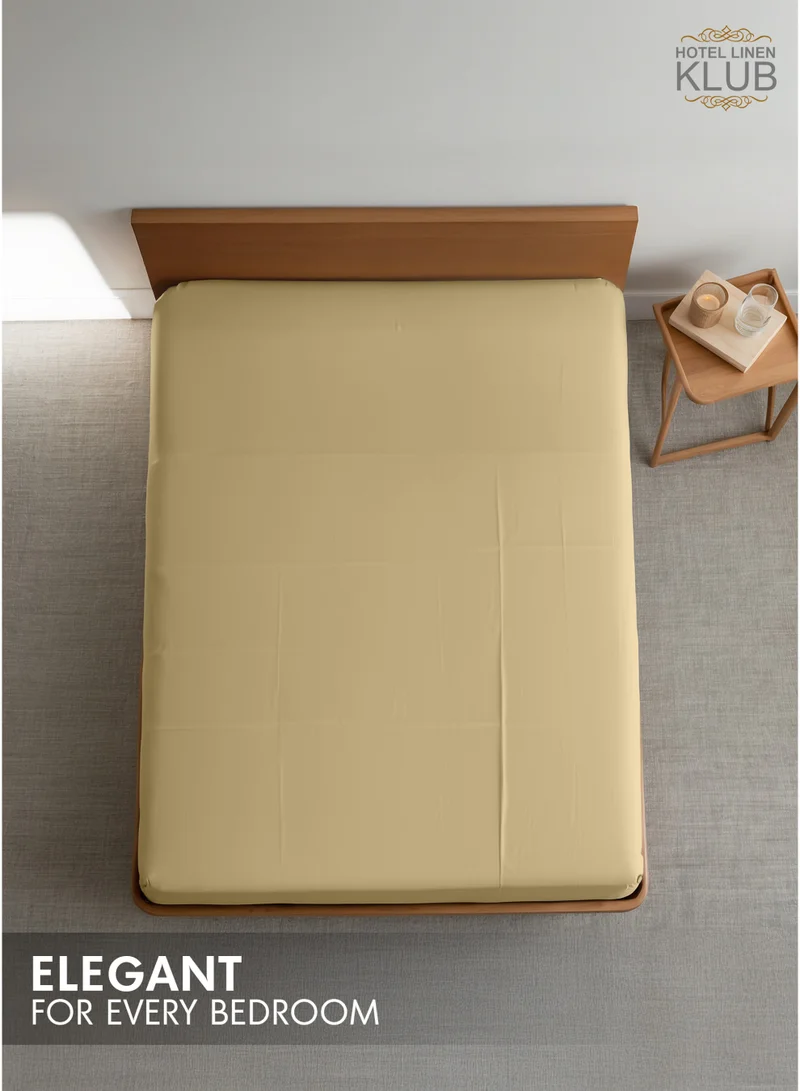 Hotel Linen Klub Hotel Linen Klub King Fitted Sheet - 1 Piece, 100% Cotton, 250 Thread Count for Ultimate Softness and Comfort, Cool and Breathable Fabric, Size: 200 x 200 cm, Deep Pocket Elasticized Edges, Bronze