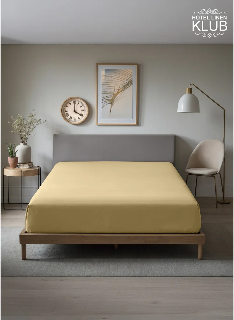 Hotel Linen Klub Hotel Linen Klub King Fitted Sheet - 1 Piece, 100% Cotton, 250 Thread Count for Ultimate Softness and Comfort, Cool and Breathable Fabric, Size: 200 x 200 cm, Deep Pocket Elasticized Edges, Bronze
