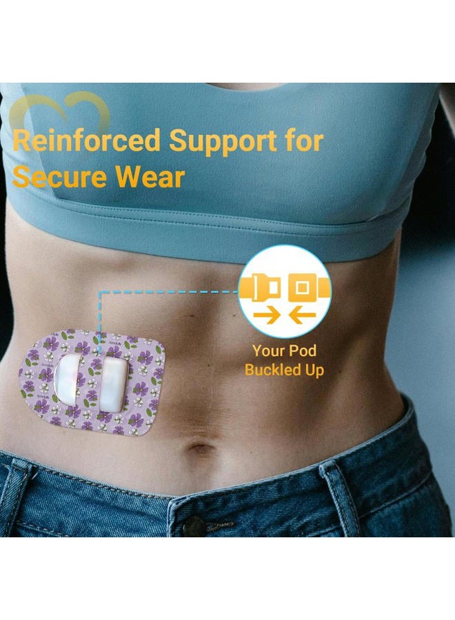 Amolyfe Omnipod 5 Adhesive Patches Waterproof, 20 Pack Omnipod Overpatches with Stretchable Strap, Breathable, Long-Lasting Medical Adhesive, Premium Hinged Tin (Flower) - Image 3