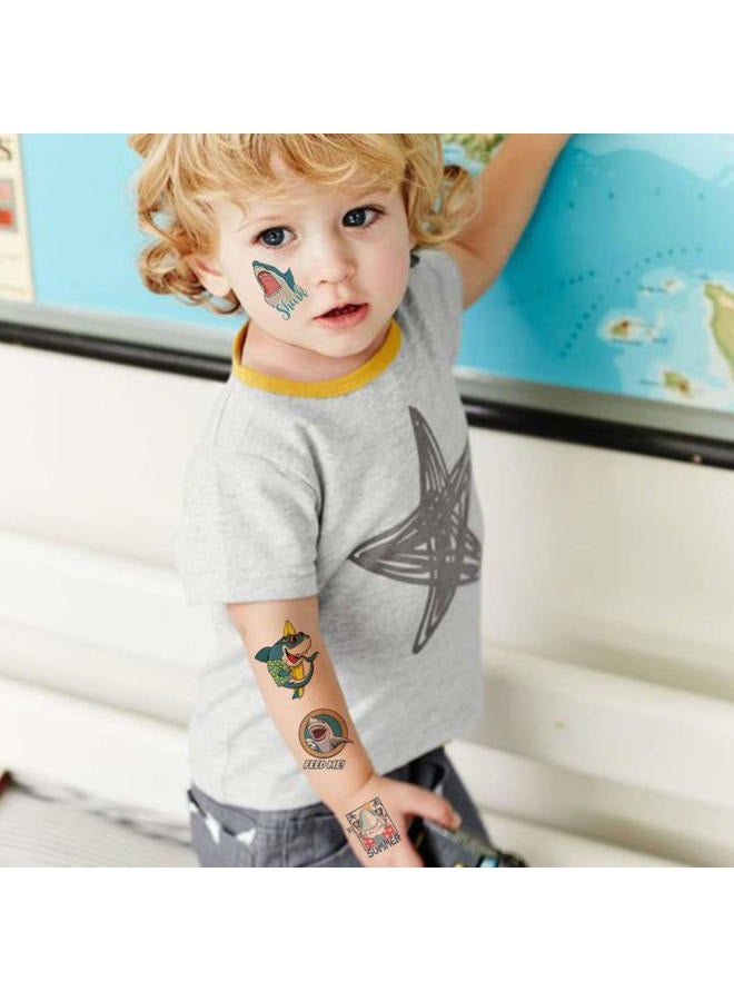 Ooopsiun Shark Temporary Tattoos for Boys - 12 Sheets Ocean Shark Birthday Party Decorations Supplies Favors for Boys Kids - Image 3