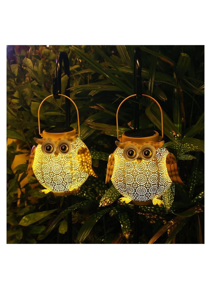 2 Pack Solar Lanterns Outdoor Waterproof  Hanging Led Lantern Decorative Metal Decorative Garden Lights Solar Outdoor Lights Decor - Image 1
