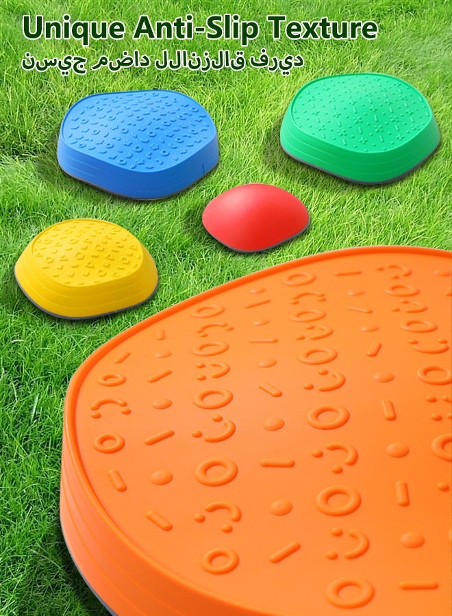 Sunnaltree Balance Stepping Stones for Kids 5PCS Non-Slip Stackable Jumping Stones Preschool Obstacle Course Sensory Toys for Indoor Outdoor Play Gross Motor Skills Development Toddler Children - Image 3