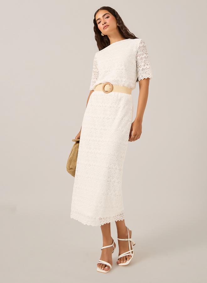 Styli Scalloped Hem Lace Top and Skirt Co-Ords  - Image 1