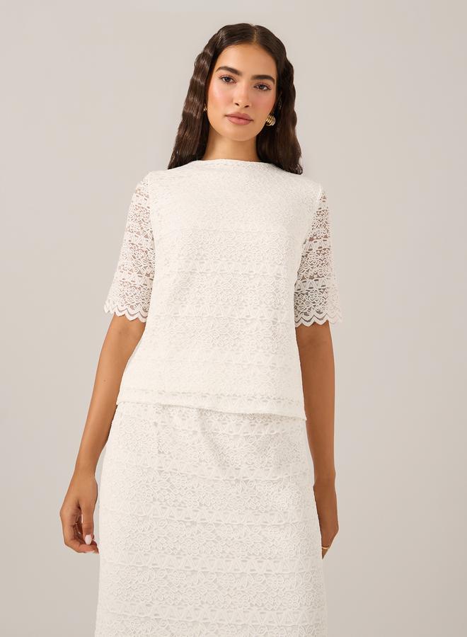 Styli Scalloped Hem Lace Top and Skirt Co-Ords  - Image 2