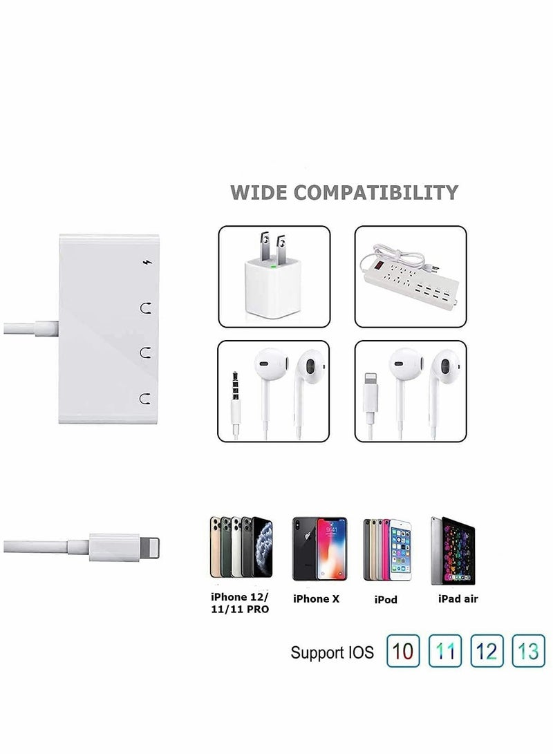 KASTWAVE Headphone Jack Adapter for iPhone, Aux Audio Earphone Splitter 2 Way for iPhone/Pad, 4 in 1 Lighting to 3.5mm Headphone Jack Splitter and Charger Port - Image 4