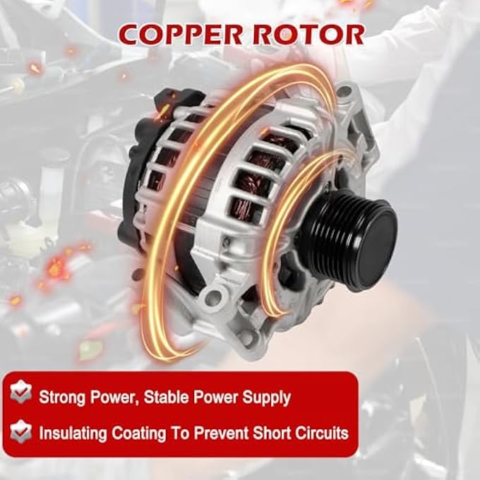 Kessocco Alternator 0124525009 06B903016Q 0124515053 Replacement for A3 A4 TT VW Beetle CC Eos GTI Jetta Passat Tiguan 12V 150A CW 6 Groove Pulley - Image 4