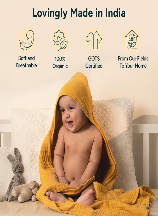 NINTARABABY Hooded Towel - 100% Organic Premium Muslin Cotton, 30" x 30" (76 cm x 76 cm), Ultra-Absorbent, Soft, Breathable, Hypoallergenic, Multipurpose, Gifts for Babies & Infants - Image 4