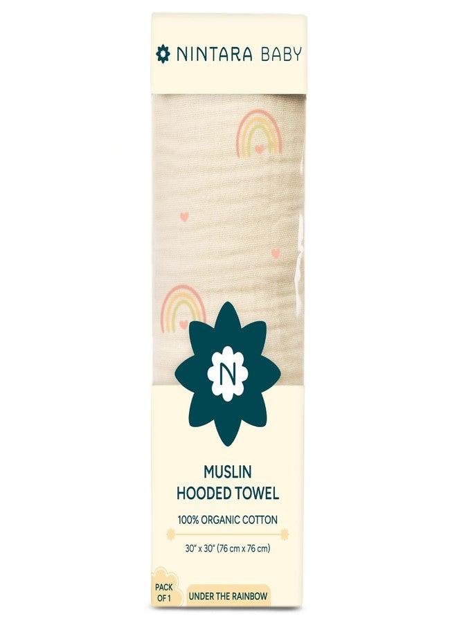NINTARABABY Hooded Towel - 100% Organic Premium Muslin Cotton, 30" x 30" (76 cm x 76 cm), Ultra-Absorbent, Soft, Breathable, Hypoallergenic, Multipurpose, Gifts for Babies & Infants - Image 1