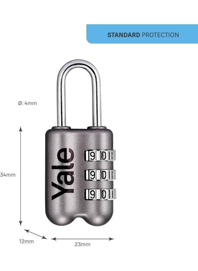 Yale Yale Yp2/23/128/1G Travel Padlock Grey, Suitable For Travel Bags  - Image 2