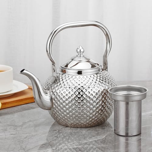 SANQIAHOME 1200ml teapot with Infuser stainless steel Water Boilers lifting handle Tea Maker Water Kettle for Induction/Gas silver - Image 2
