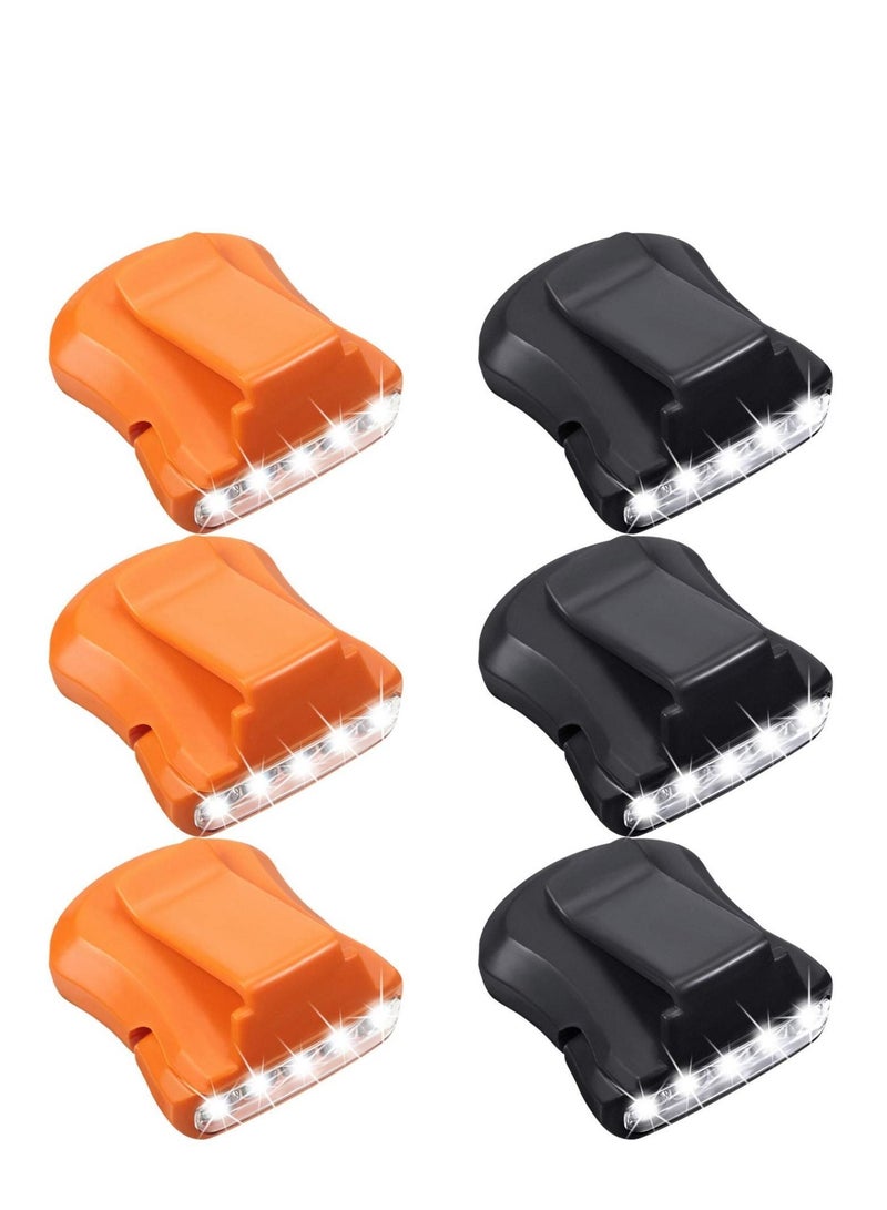 Y&D SYOSI 6 Pieces Ultra Bright Mini Hands Free 5 LED Clip on Cap Light - Rechargeable Waterproof Hat Flashlight Headlamp for Hunting Camping Running Fishing(Black, Orange) - Image 1