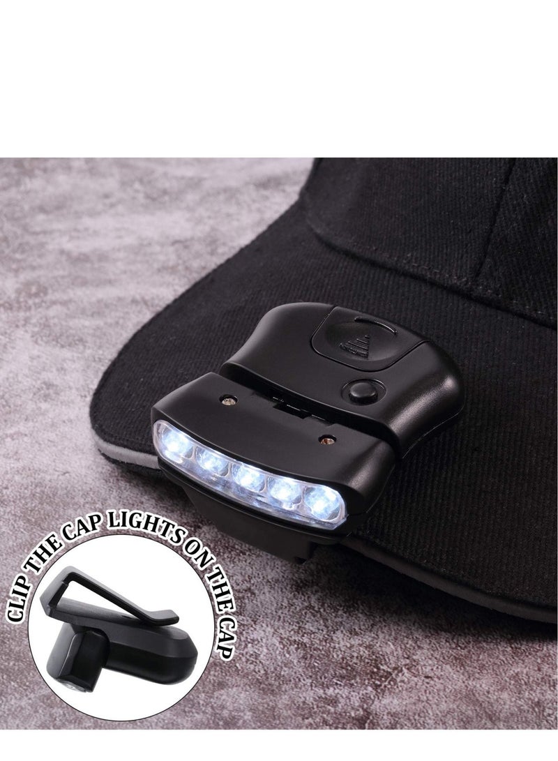 Y&D SYOSI 6 Pieces Ultra Bright Mini Hands Free 5 LED Clip on Cap Light - Rechargeable Waterproof Hat Flashlight Headlamp for Hunting Camping Running Fishing(Black, Orange) - Image 5