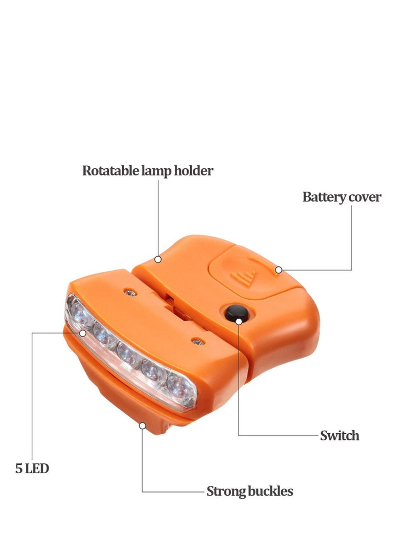 Y&D SYOSI 6 Pieces Ultra Bright Mini Hands Free 5 LED Clip on Cap Light - Rechargeable Waterproof Hat Flashlight Headlamp for Hunting Camping Running Fishing(Black, Orange) - Image 2