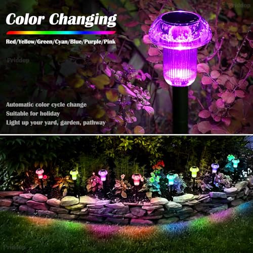 Priddop Solar Christmas Lights Outdoor Pathway Waterproof 8 Pack Color Changing LED Acrylic Mushroom Decorative Garden Lights for Yard Landscape Patio Outside Christmas Decorations Outdoor - Image 5